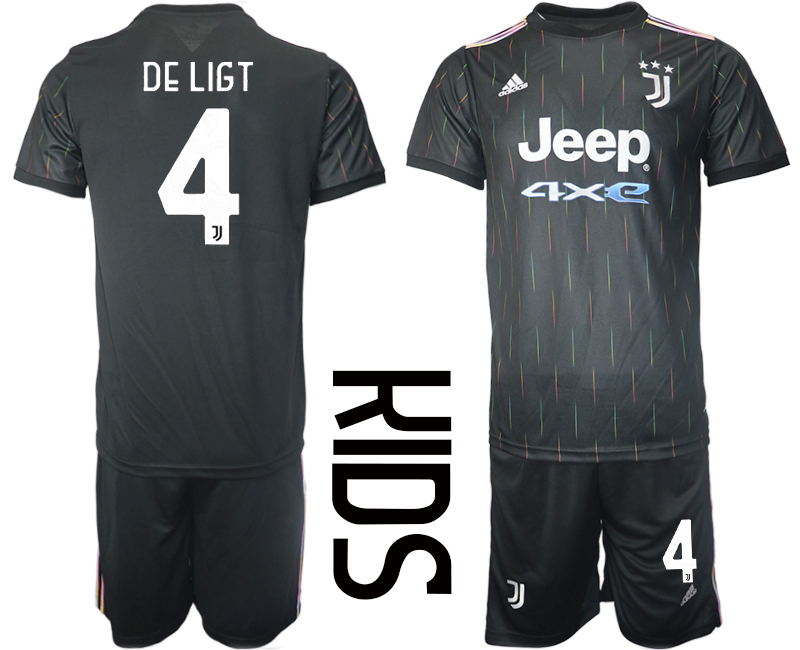 Youth 2021-2022 Club Juventus away black #4 Soccer Jersey->youth soccer jersey->Youth Jersey